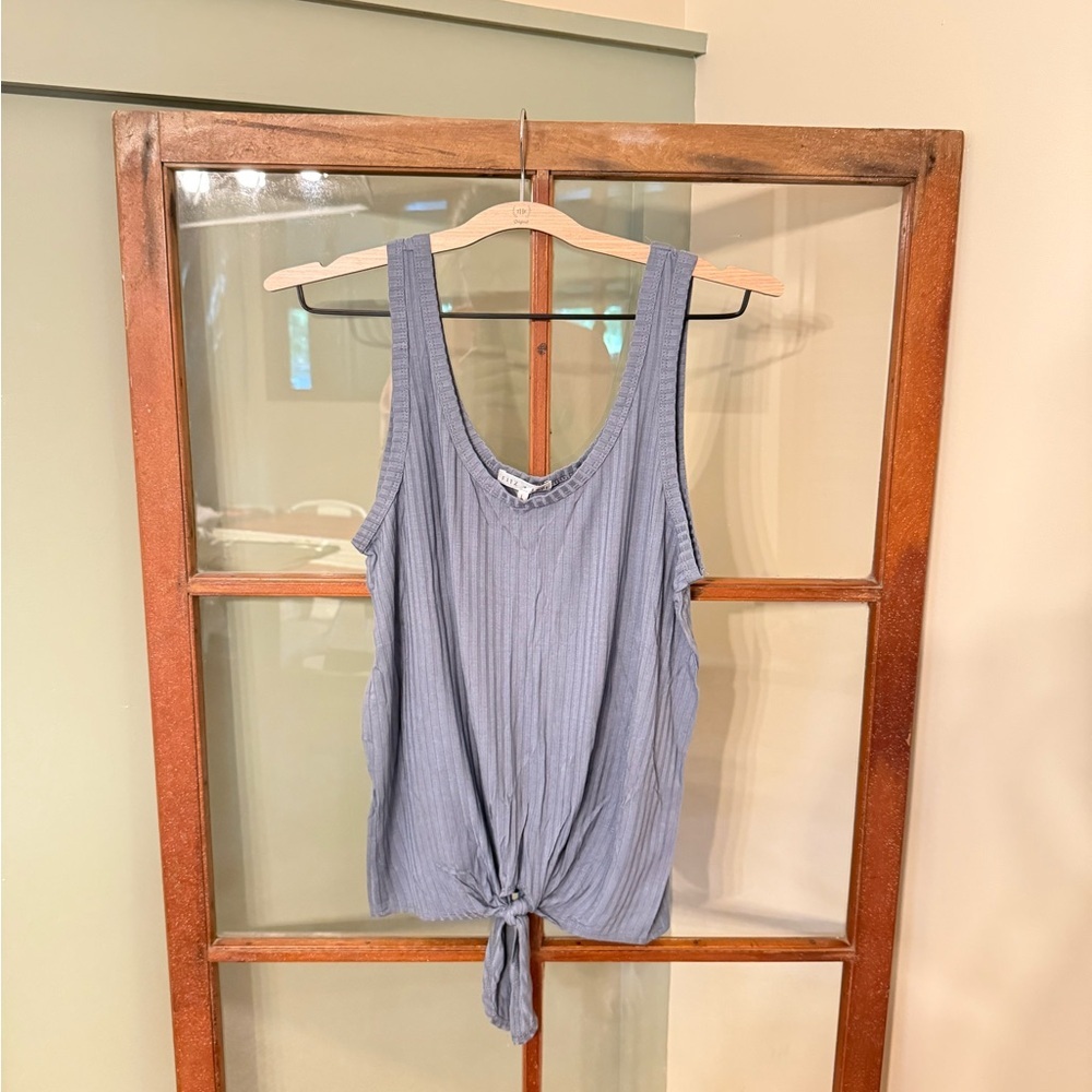 FITZ + EDDI Blue Ultra Soft Tie Front Tank Top Size Large